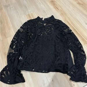 Elegant Black Lace Women's Top